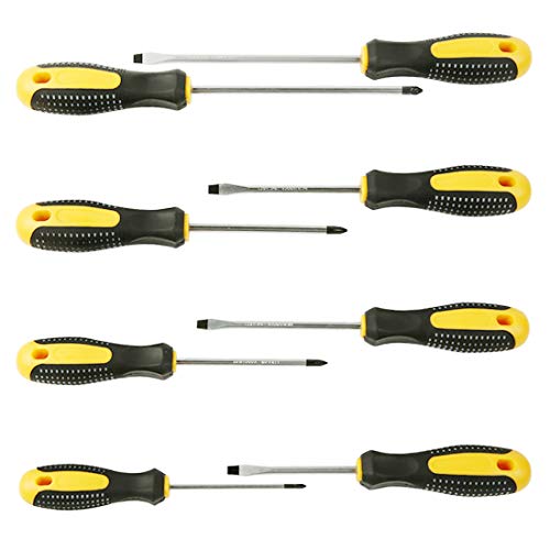 SOULOUT Schraubendreher Set 8tlg, Magnetischer Schraubenzieher Satz mit Schlitz und Kreuzschlitz, Antistatisch, Komfortabel Griff, Profi Werkzeug