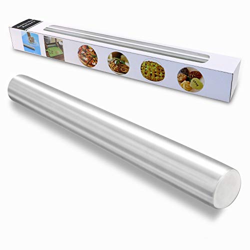 WisFox Edelstahl Nudelholz, Edelstahl Teig-Roller-Nudelholz Metall Teigroller Anti-Rost Nudelholz Perfekt Backzubehör für Fondant, Pizza, Kuchen, Nudelteig und Mürbeteig, 40CM / 15.7 Inch