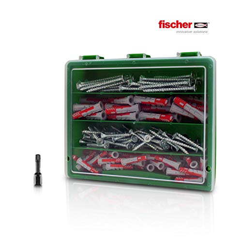 160tlg Sortiment Fischer Dübel DuoPower und TORX Senkkopf-Schrauben plus passender IMPACT Bit in einer Kunststoffbox 6mm, 8mm Fischerdübel Fischer Powerfast Schrauben