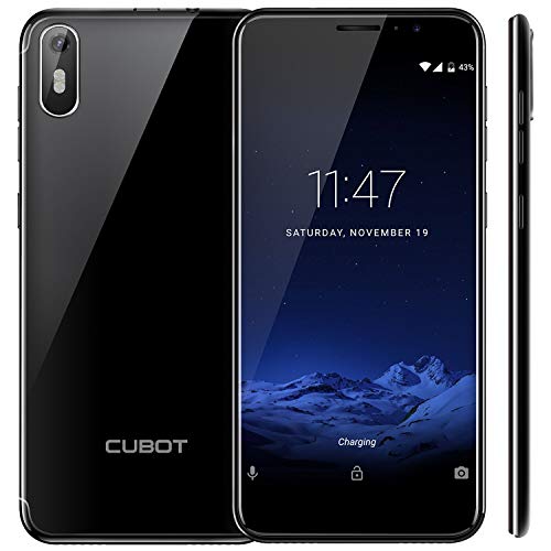 CUBOT J5 (2019) Android 9.0 Dual SIM Smartphone ohne Vertrag, 5.5' (18:9)Touch Display, 2GB Ram+16GB interner Speicher, Quad-Core, 8MP Hauptkamera / 5MP Frontkamera und Face-Unlock Funktion (Schwarz)