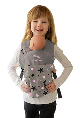 manduca Puppentrage / Doll Carrier   Puppen-Babytrage für das Tragen von Babypuppe & Stofftier vorne und auf dem Rücken, Puppen-Zubehör für Kleinkinder ab 18 Monate (Limited Edition, Starlets Rose)