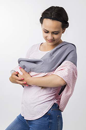 MINIS KREATIV Stillschal für diskretes Stillen Ihres Babys, Stilltuch für unterwegs I 100% Öko-Tex Baumwolle | 3 Farben - 2 Größen I mit innenliegende Tasche für Stilleinlage, Loop (Rose Gray, L/XL)