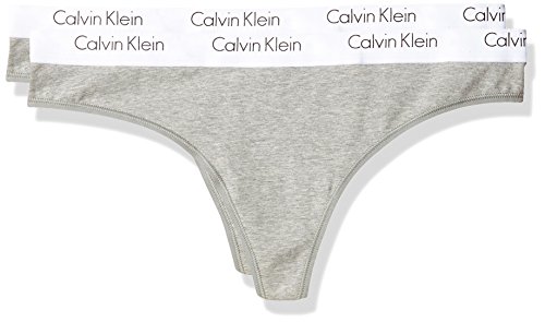 Calvin Klein Damen String 2 er pack THONG, Gr. 34 (Herstellergröße: S), Grau (GREY HEATHER 020)