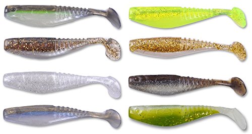 der Stachelritter 40 Stück EE- Shads Set 12 cm / 14 g - 8 Farben Köder Hecht Barsch Wobbler Gummifische Gummifisch