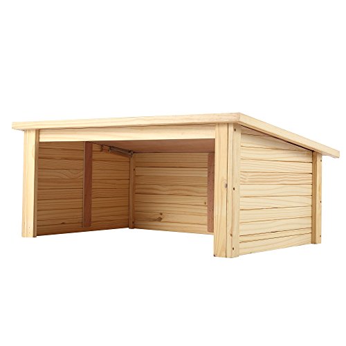 ZELSIUS Holzgarage für Rasenmäher Roboter, Garage aus Holz für Mähroboter, Rasenmäherrobotergarage, Mährobotergarage, Carport für Rasenroboter (natur)