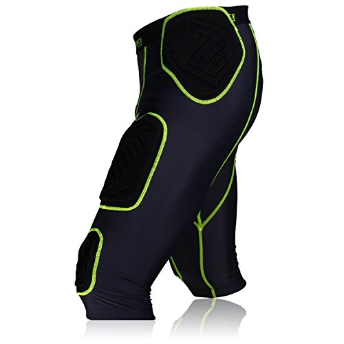 Full Force American Football Unterhose Shocc Lite 7 Pocket Pad, schwarz/neon grün, Gr. M