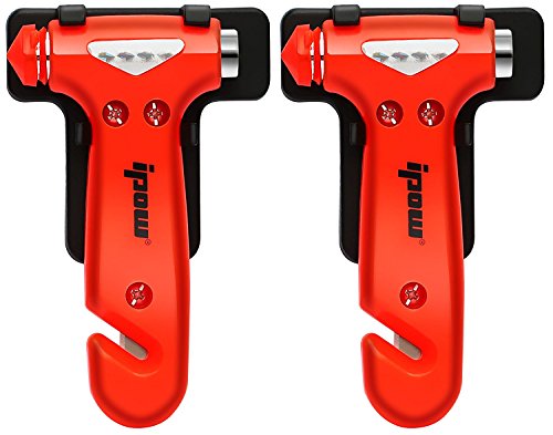 Ipow 2-Stück auto Hammer Fenster Hammer Gurtschneider Sicherheit Hammer fürs Auto Kfz (Klein)