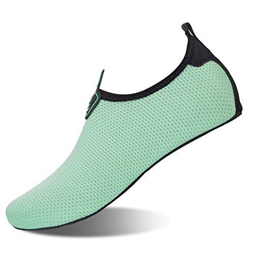 Strandschuhe Badeschuhe Schwimmen Aqua Barfuß Wassersport Yoga Schuhe Leicht Rutschfeste für Damen Herren (Monat grünt, 37/38EU)