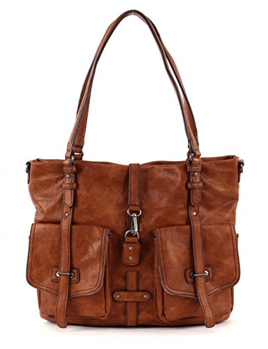 Tamaris Damen BERNADETTE Shopper, Braun Cognac 305), 36x30x12 cm