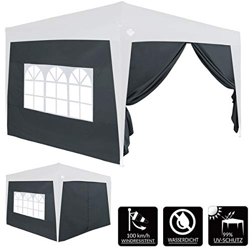 Deuba Pavillon Seitenwände für Capri 3x6m | anthrazit | wasserabweisend | Faltpavillon Gartenzelt Partyzelt