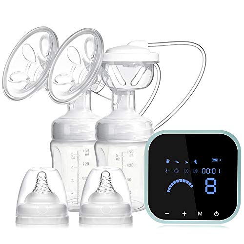 SUMGOTT Elektrische Milchpumpe, Wiederaufladbare Doppel-Stillpumpe, Elektrische Brustpumpe für Brustmilchabsaugung und Brustmassage (Milchpumpe7)