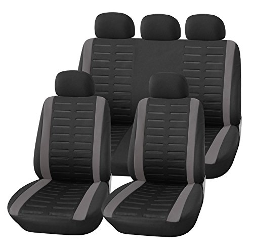 Upgrade4cars Auto-Sitzbezüge Set Universal | Auto-Schonbezüge Schwarz Grau | Auto-Zubehör Innenraum Sitzschoner B1-grau