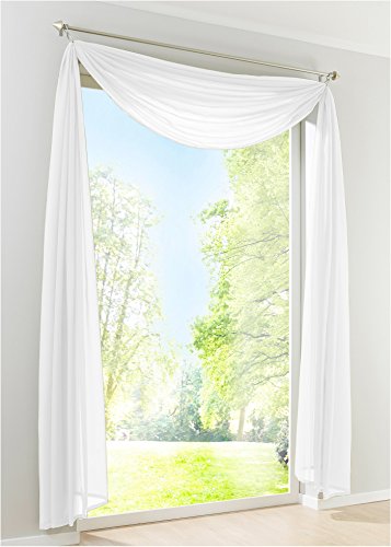 EZ GLAM Voile Querbehang Transparent Freihanddeko Gardinen 1PC Schals (H*B 145*500cm, Weiß)