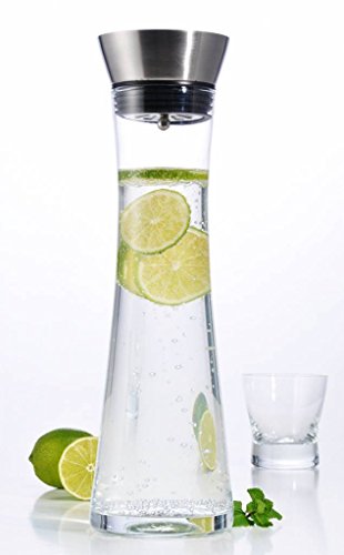 Wasserkaraffe Karaffe Saftkrug Krug aus Glas mit Ausgiesser und Sieb 1L 13081