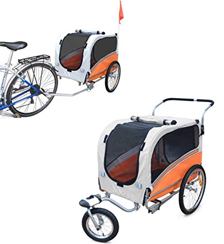 Papilioshop Argo Hundeanhänger hundewagen fahrradanhänger für Hunde S-M-L (Orange Large)