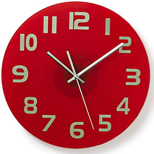 TronicXL Wanduhr modern für Küche Büro Wohnzimmer Uhr minimalistisch rot Glas