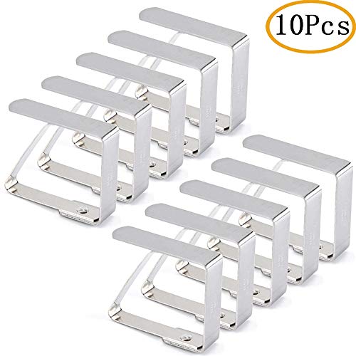 Amokee Tischdeckenklammer, 10er Edelstahl Tischtuch Klammer, Tischtuchklammer, Cuisine Tischtuchhalter Tischtuch Clips Tischdecke Clips für Restaurant,Partys,Picknicks Buffets - Silber