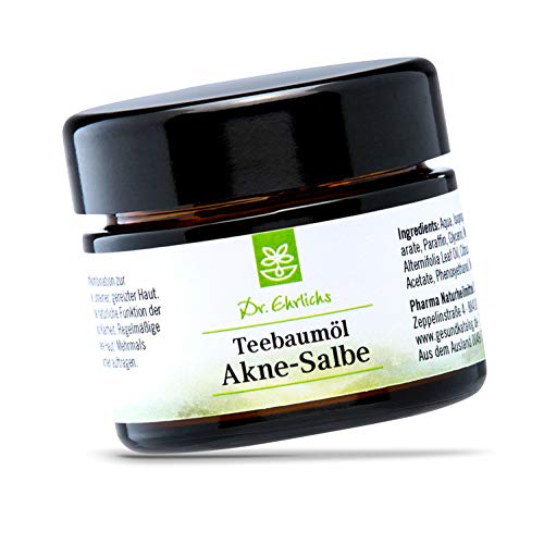 Dr. Ehrlichs Teebaumöl Akne-Salbe - gegen Pickel, Mitesser und unreine Haut - mit der natürlichen antiseptischen Wirkung des Teebaumes