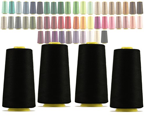 4 Konen Overlockgarn 40S/2 (325 Schwarz) / Lialina / je 2700 Meter