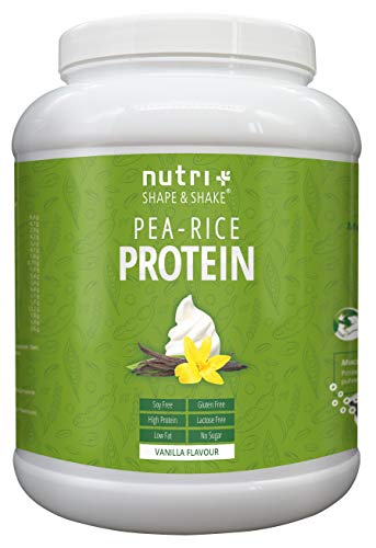 VEGANES EIWEIßPULVER sojafrei - Vanille 1kg - Proteinpulver ohne Gluten, Laktose, Zucker - Nutri-Plus Erbsenreis-Protein - Eiweiß Pulver Vegan - In Deutschland hergestellt