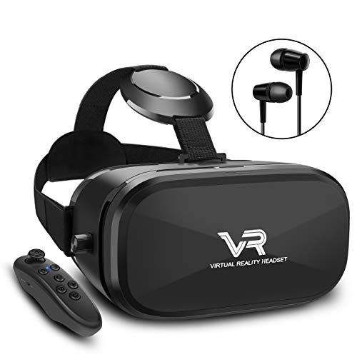 3D VR Brille, YEMENREN HD Virtual Reality 3D VR Headset mit Bluetooth Controller, für Android Smartphone iPhone (Schwarz)