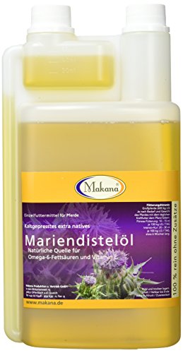 Makana Mariendistelöl für Tiere, kaltgepresst, 100% rein, 1000 ml Dosierflasche (1 x 1 l)