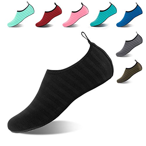 Badeschuhe Strandschuhe Wasserschuhe Aquaschuhe Schwimmschuhe Surfschuhe Wassersport Beach Pool Surfen Yoga für Damen Herren(schwarz,44/45)