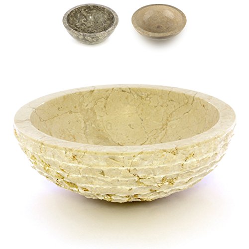 Divero Aufsatz-Waschbecken Sanremo Handwaschbecken Waschschale Marmor Natur-Stein poliert rund beige creme