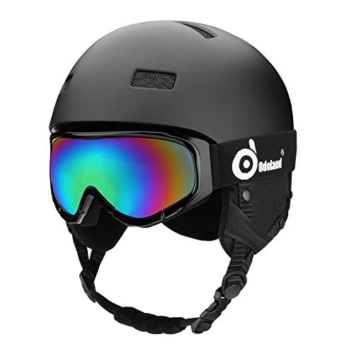 Odoland Kinder und Erwachsene Skihelm Schneehelm mit Skibrille für Erwachsene und Jugendliche, EN1077 Zertifizierter Skihelm für Skating Skating Snowboarding