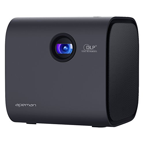 APEMAN Mini Tragbarer Beamer mit Verbessertem DLP, Bluetooth V4.2 Lautsprecher, 1080P Multi-Screen Funktion, eingebauter Batterie und kontrastreicher LED Lebensdauer bis 30000 Stunden (Schwarz)