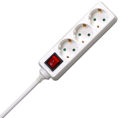 Kopp 129713007 3-fach Steckdosenleiste Standard, mit beleuchtetem Schalter, weiß