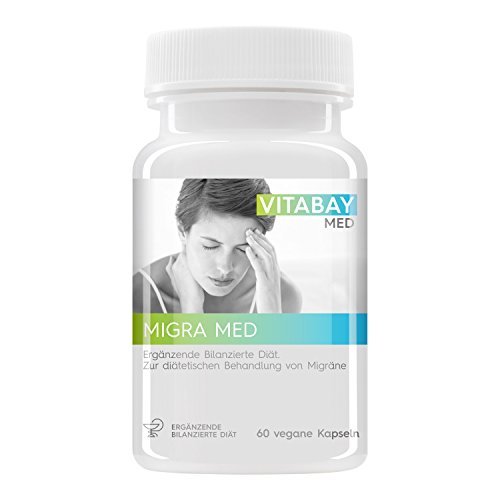 Migra MED - 750 mg Pestwurz Extrakt mit 200 mg Mutterkraut - Zur Behandlung von Migräne - Hilfe bei Kopfschmerzen (60 vegane Kapseln)