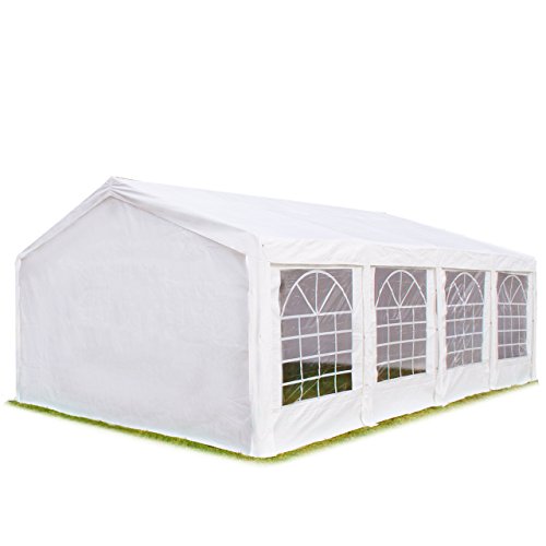 Hochwertiges Partyzelt 4x8 m Pavillon Zelt 240g/m² PE Plane Gartenzelt Festzelt Bierzelt Wasserdicht! weiß