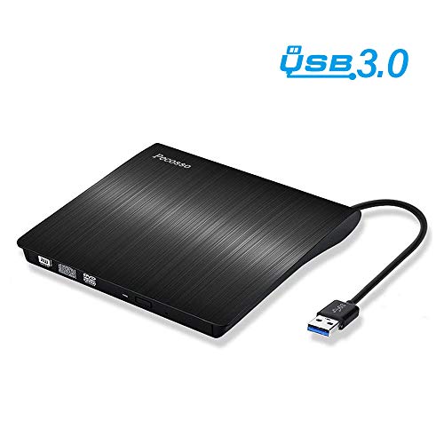 Pecosso Externe CD/DVD Laufwerk USB 3.0, Portable Slim CD/DVD-RW Brenner für Alle Laptops/Desktop; PC unter Windows 7/8/10 und Mac OS für Apple MacBook, MacBook Pro, MacbookAir, iMac(Schwarz)