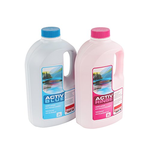 Set Thetford Activ Blue & Aktiv Rinse Toiletten Zusatz je 2 Liter, wahlweise mit Toilettenpapier (Blue + Rinse)