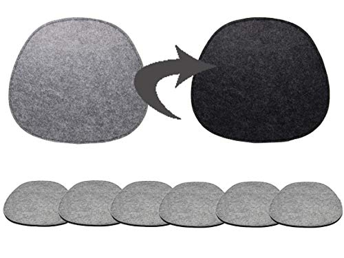 Bada Bing 6er Set Filz Stuhlkissen Sitzkissen Oval Anthrazit Hellgrau Meliert Stuhlauflage Zum Wenden Wendekissen Für Designer Stühle Z.B. Side Chair Eames 88/90