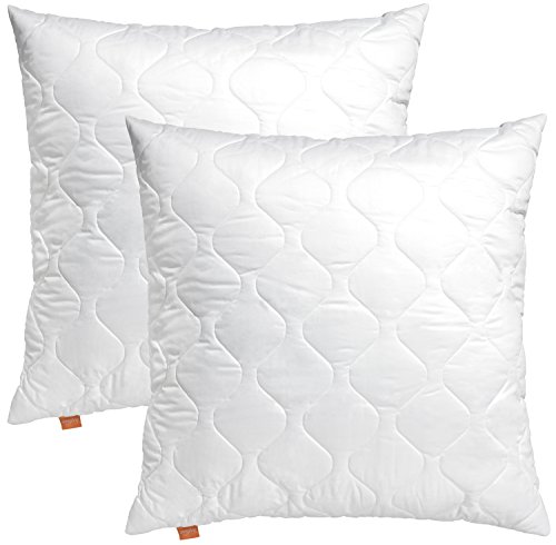 2er Set sleepling 191116 Basic 100 Kopfkissen Mikrofaser Sofakissen 50 x 50 cm, weiß