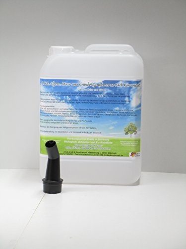 A.K.B. Algenentferner , Moosentferner , moosvernichter , Grünspanentferner , Grünbelagentferner 20-Fach Hochkonzentrat , 1415 (5 L + 1 Gratis-Ausgiesser),BAuA Nr.N-62256