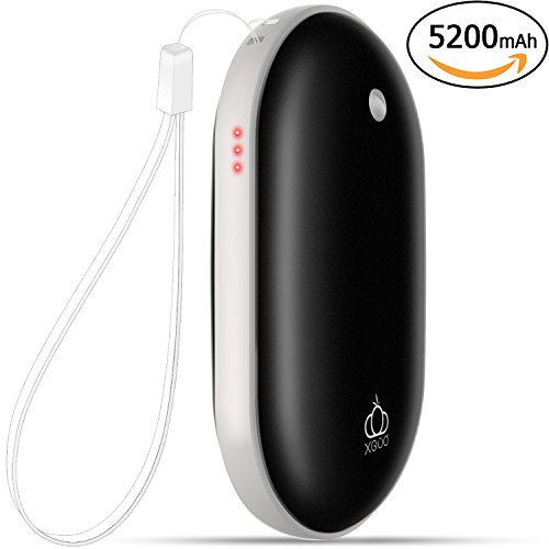 Zuverlässiger nachladbarer Handwärmer, XGUO 5200mAh bewegliche USB-Aufladeeinheits-Energien-Bank für iPhone, Samsung-Galaxie und mehr [Schwarzes]