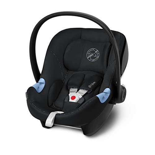 CYBEX Gold Babyschale Aton M, Inkl. Neugeboreneneinlage, Ab Geburt bis ca. 18 Monate, Max. 13 kg, Urban Black