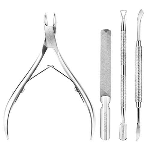 Nagelhautentferner nagelhautschieber, ETEREAUTY 4 Pcs Nagelpflegeprodukt aus Edelstahl nagelfeile nagel spatel für Dicke und Tiefe Eingewachsene Fußnägel und Fingernägel