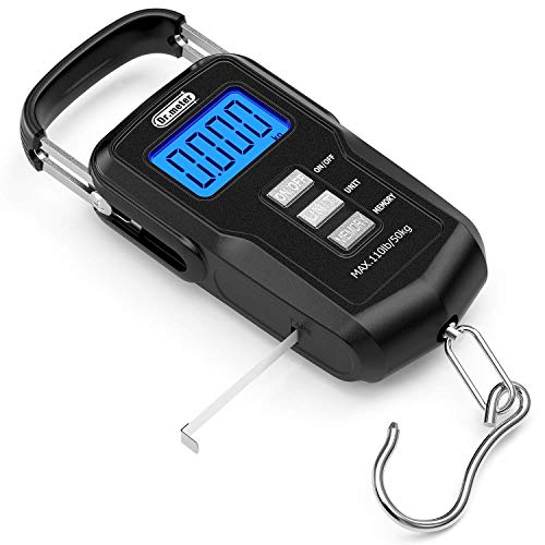 Dr.meter Fishing Scale, 110lb / 50kg Digitale Hängewaage mit hintergrundbeleuchtetem LCD Display, Maßband und 2 AAA Batterien