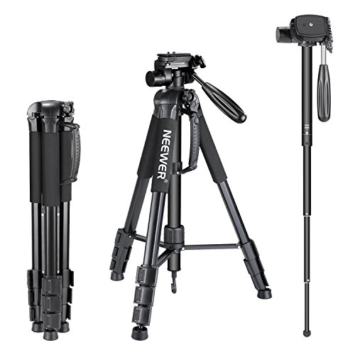Neewer Tragbarer 177,8 cm/177 Zentimeter Aluminium Legierung Kamera Stativ Einbeinstativ mit 3-Wege-Drehgelenk Pan Head, Tasche für DSLR-Kamera, DV Video Camcorder, belastbar bis 8,8 Pfund/4 Kilogramm schwarz (sab264)