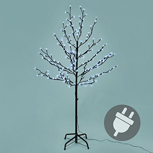 200 LED Baum mit Blüten Blütenbaum Lichterbaum weiß 150 cm hoch Trafo Weihnachtsbeleuchtung Außenbeleuchtung IP44 Xmas Gartendeko