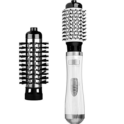 Warmluftbürste Brush FAMINESS Rotierende Heißluftbürste mit 2 Aufsätzen, Volumen Rundbürste One-Step 2 in 1 Haarstyler StylingbüRsten Elektrische Ionisch LockenbüRste 1000 Watt