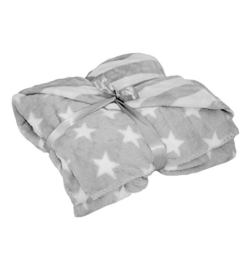 Wohndecke 'Stars' grau Mikrofaser Decke Kuscheldecke