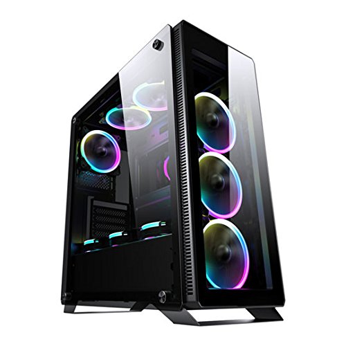 Sahara P35 RGB ESG Gläser Gaming ATX-Gehäuse Fall mit 4 x Turbo Pirat 12 cm true RGB Fall Fans. Wasserkühlung (oben 120 mm, 140 mm, 240 mm, 280 mm, Front 120 mm, 140 mm, 240 mm, hinten 120 mm), unterstützt 370 mm Länge VGA-Karte und 170 mm Höhe CPU