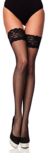 Merry Style Damen Halterlose Netzstrümpfe Brio (Nero, M/L (40-44))