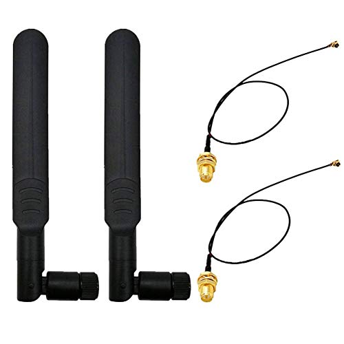 WayinTop 2 Set 8dBi WiFi RP-SMA Weiblich Antenne Dual Band Drahtlose WLAN Netzwerk 2,4GHz 5GHz 5,8GHz + 20cm U. FL/IPEX zu RP-SMA Männlich Pigtail WiFi Kabel für Router Mini PCIe Karten