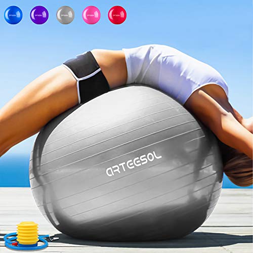 Arteesol Gymnastikbälle 65cm 75cm (Silber 65cm)